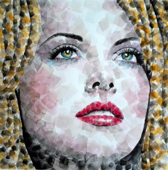 Watercolour and acrylic on paper, 30 cm x 30 cm