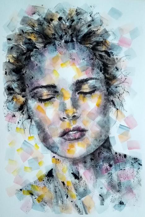 Acquarello e acrilico su carta, 31 cm x 46 cm