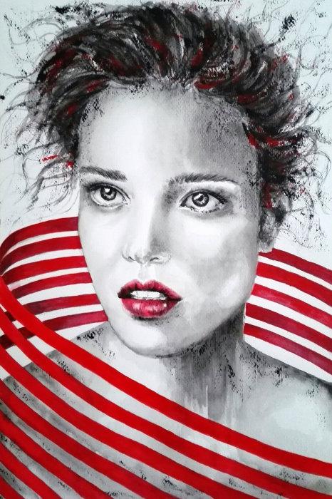 Watercolour and acrylic on paper, 31 cm x 46 cm