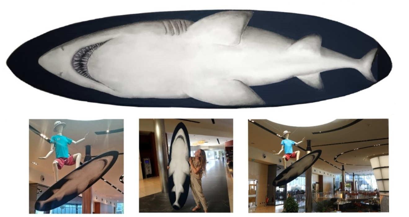 Acrylics on surfboard, 220 cm - Hand painted